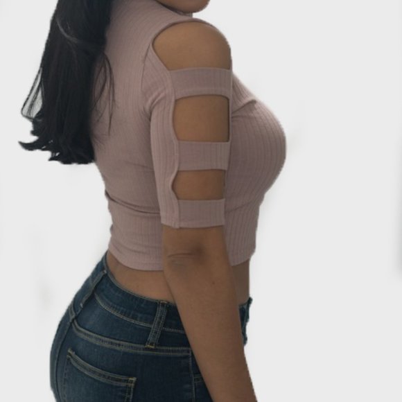 MUAVE COLOR CROP TOP - Picture 1 of 2